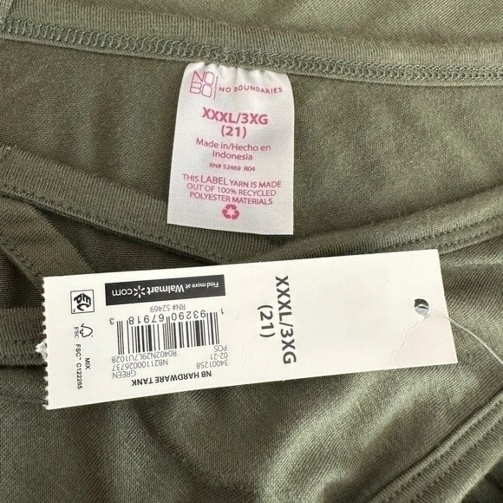 NO BOUNDARIES Womens Tank Top XXXL Green V Neck Ring Accent Rayon Stretch NWT - Picture 9 of 9